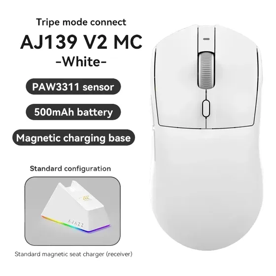 Mouse Para Jogos Ajazz Aj139 V2 Mc Sem Fio Paw3311 12000dpi Mouse Para Jogos Ajazz Aj139 V2 Mc Sem Fio Paw3311 12000dpi