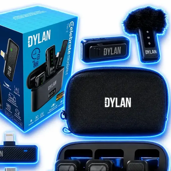 Microfone de Lapela Dylan TM-2 Sem Fio Duplo USB-C Lightning ENC Plug Play