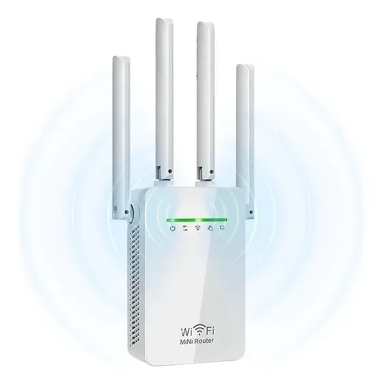 Repetidor Amplificador Potente LV09 Roteador 4 Antenas Wifi 2.4GHz Branco