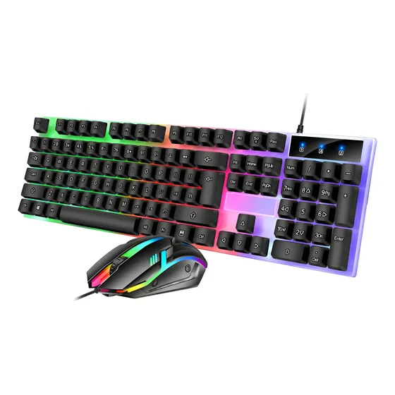 Kit Teclado Semi Mecânico + Mouse Gamer 3200dpi Rgb Led