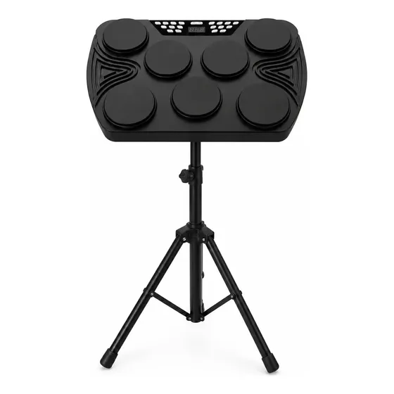 Bateria Eletrônica 7 Pads Com Pedais Baquetas E Suporte