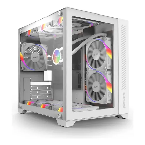 Gabinete Gamer Mid Tower Pcyes Forcefield Branco USB 3.0 Vidro Mini ITX/Micro ATX