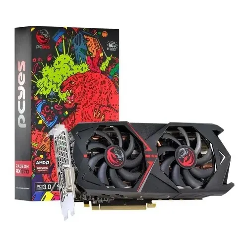 Placa de Vídeo Pcyes RX 570 4GB GDDR5 256 Bits Dual Fan AMD