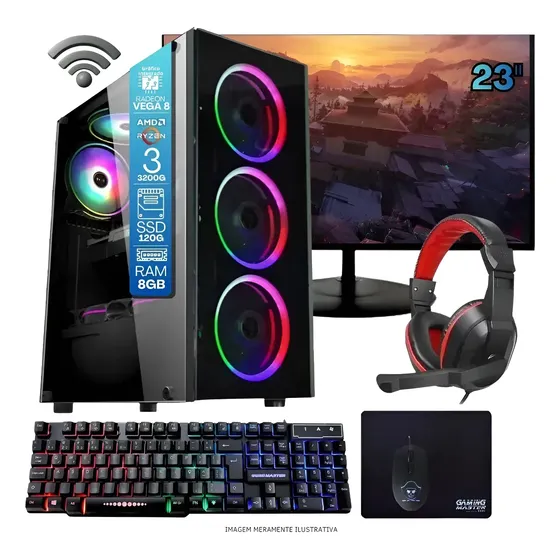 Computador Gamer Ryzen 3 3200g 8gb Ddr4 Ssd 120gb Vega 8