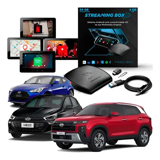 Streaming Box Plus 64gb 128gbsd 4gb Octa-core Carros Hyundai