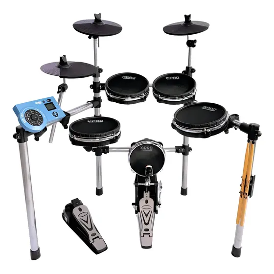 Bateria Eletrônica X-pro Ed444 Pad Bumbo Vertical Mesh Head Cor Preto