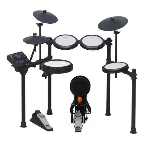 Bateria Eletrônica Medeli Mz537 Mesh Profissional Bluetooth Áudio Usb Áudio / Midi 39 Kits 459 Sons Ride Triple-zone Caixa Dual-zone Função Choke Coach Mode 128 Vozes Expansível Black