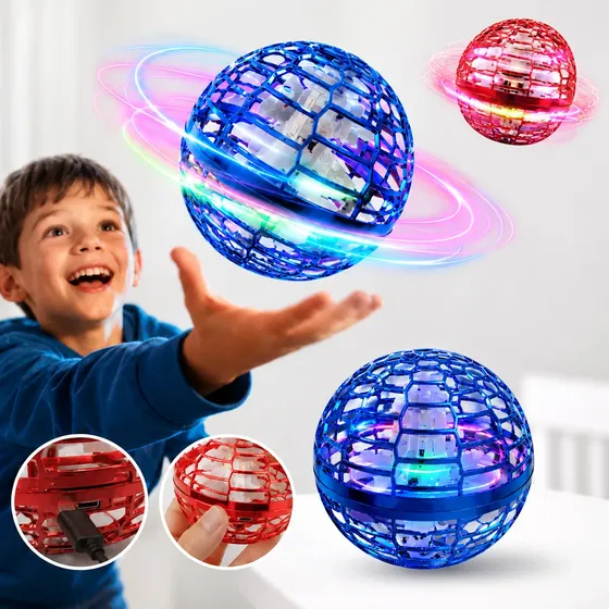 Bola Drone Voadora Hand Spinner Com Controle E Luz Led