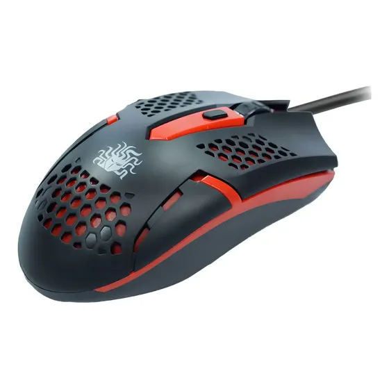 Mouse Gamer com Fio 5+ MG-03 Óptico 1500 DPI Preto/Vermelho