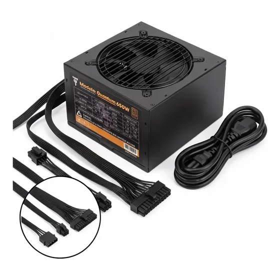 Fonte Gamer Clanm 650w 80 Plus Bronze Pfc Ativo Bivolt Cabo