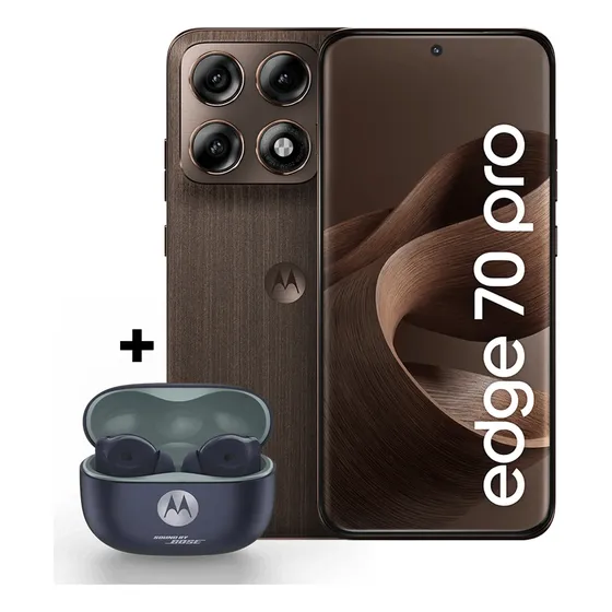 Kit Smartphone Motorola Edge 70 Pro 5g 256gb Madeira + Moto Buds 2 Plus Bose Azul Marinho