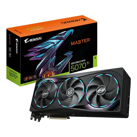 Placa De Video Gigabyte Rtx 5070 Ti Aorus Master 16gb Gddr7