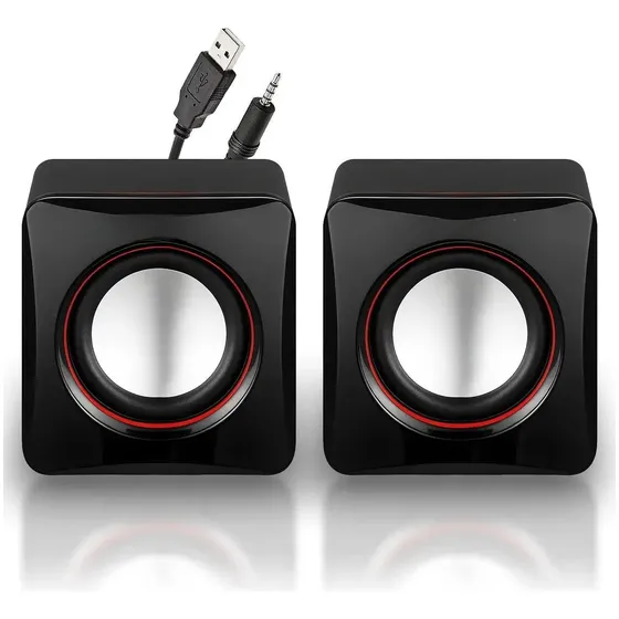 Caixas De Som Usb Estéreo Com Plugue 3,5 Mm Para Pc Notebook Preto