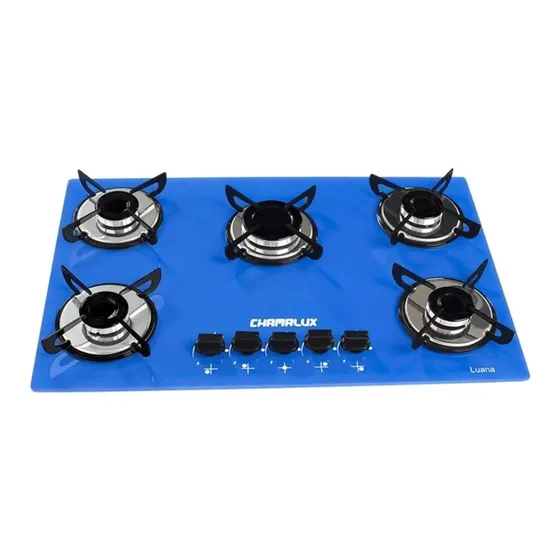 Fogão cooktop com alimentação gás - Chamalux 5 bocas cor azul - 5 queimadores