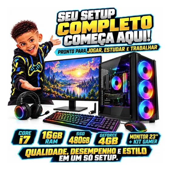 Pc Gamer Completo I7 16gb Ssd 480gb Geforce 4gb Monitor 23 Pc Gamer Completo I7 16gb Ssd 480gb Geforce 4gb Monitor 23