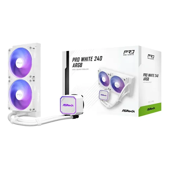 Water Cooler Asrock Pro 240 White Argb Branco 240mm Alumínio