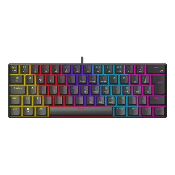 Teclado Mecânico Gamer Ninja Leap 60%, Switch Blue, Rainbow