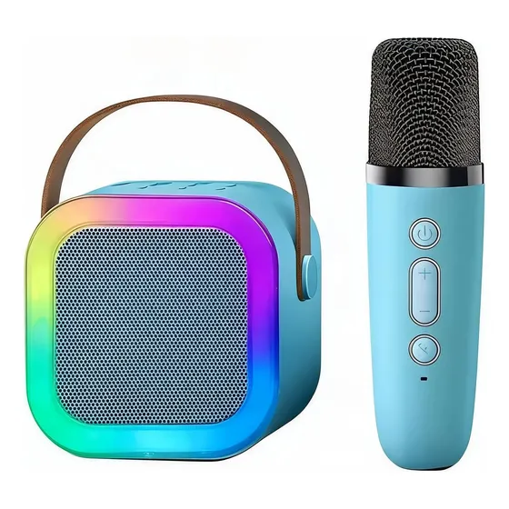 Caixa De Som Bluetooth Portátil Com Microfone Para Karaokê