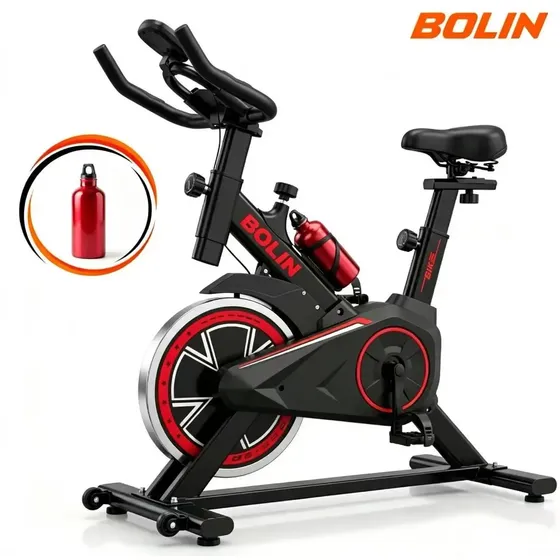 Mb Q7 Bicicleta Ergométrica Spinning Profissional Equipamentos De Ginástica Para Uso Interno Silenciosa Com Monitorar A Frequência Cardíaca, Suporta 120kg, Ajustáveis Vermelho