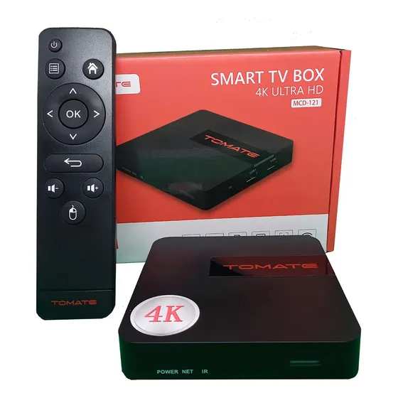 Smart TV Box Tomate Android 4K Preto 2GB RAM 16GB Armazenamento Wi-Fi