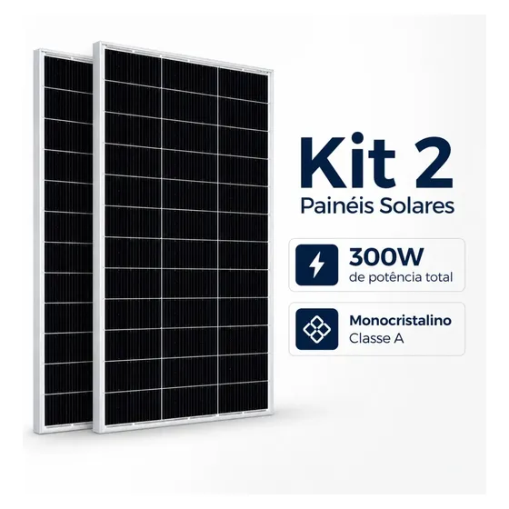 Kit 2 X Painéis Placa Solar 150w Monocristalino (total 300w)