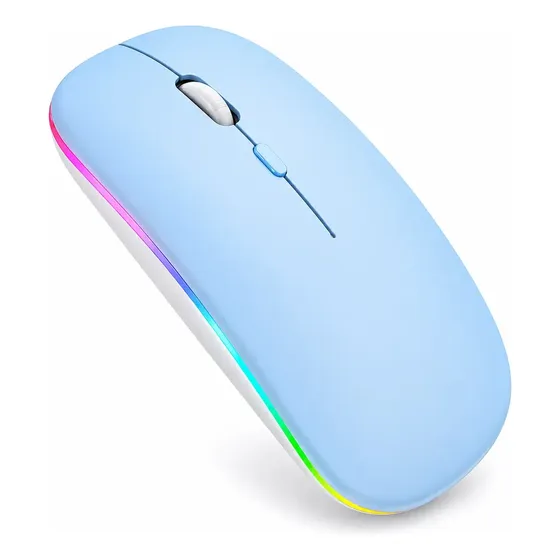 Mouse Sem Fio Recarregável Wireless Led Rgb Ergonômico Cor Azul