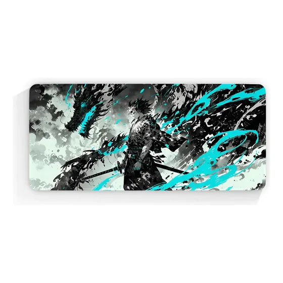 Mouse Pad Dragão Samuray Oriental 90x40cm Premium Grande
