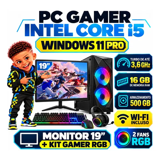 Pc Gamer Completo I5 16gb 500gb Monitor 19 Kit Rgb Wifi Pc Gamer Completo I5 16gb 500gb Monitor 19 Kit Rgb Wifi