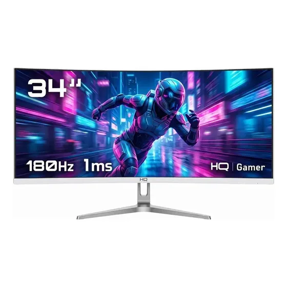 Monitor Gamer Hq 34 Branco Curvo Ultrawide Hqw34c180