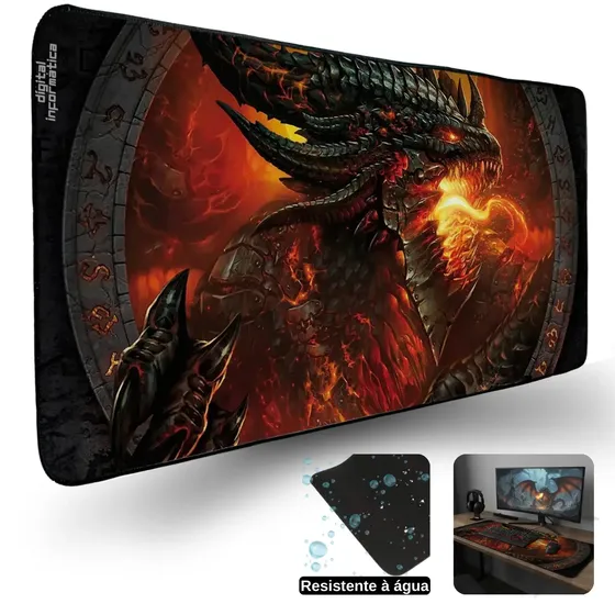 Mouse Pad Gamer Grande 70x35 Speed Antiderrapante Profissional Cor Dragão Vermelho Digital Informática Mouse Pad Gamer Grande 70x35 Speed Antiderrapante Profissional Cor Dragão Vermelho Digital Informática