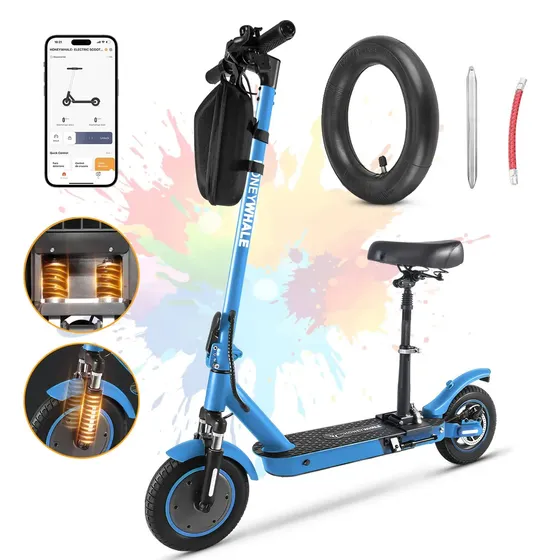 Honeywhale M2 Max-b Patinete Elétrico Adulto, 500w Scooter Elétrica, 32 Km/h Velocidade-max, 32km Autonomia-max, 120 Kg Capacidade De Carga, Patinete Juvenil Dobrável Com Suspensão Dupla, Banco, Azul