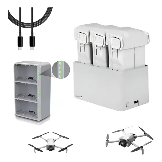 Hub Carregador Bateria Triplo Para Dji Mini 3 E Dji Mini 4