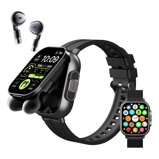 Relógio Smart Watch Fones De Ouvido Bluetooth Sem Fio 2 Em 1