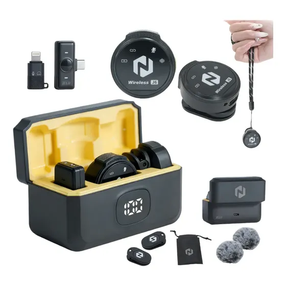 2 Microfone Sem Fio Lapela Magnético Anti Ruído Zcco J6
