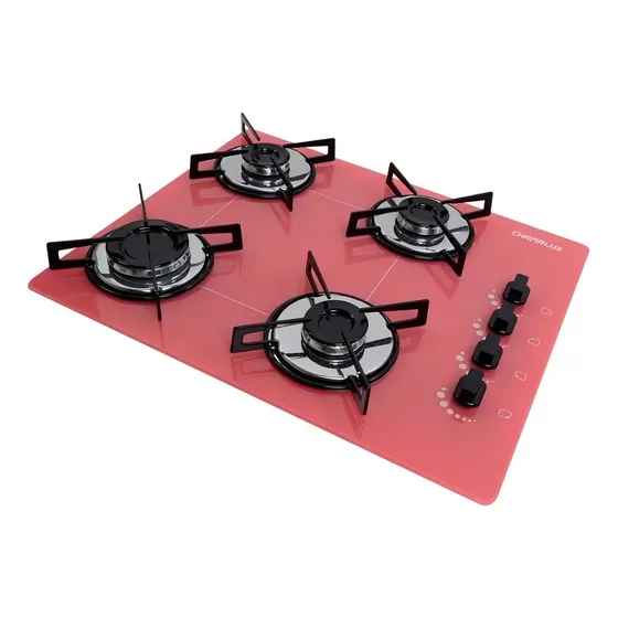 Cooktop 4 Bocas Chamalux Ultra Chama Bivolt Trempe de Chapa Rosa