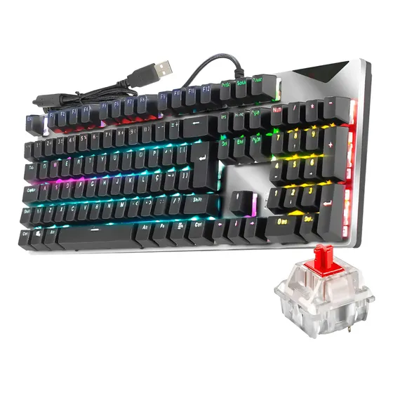 Teclado Mecânico Gamer Rgb 100% Antighosting Switch Blue Red