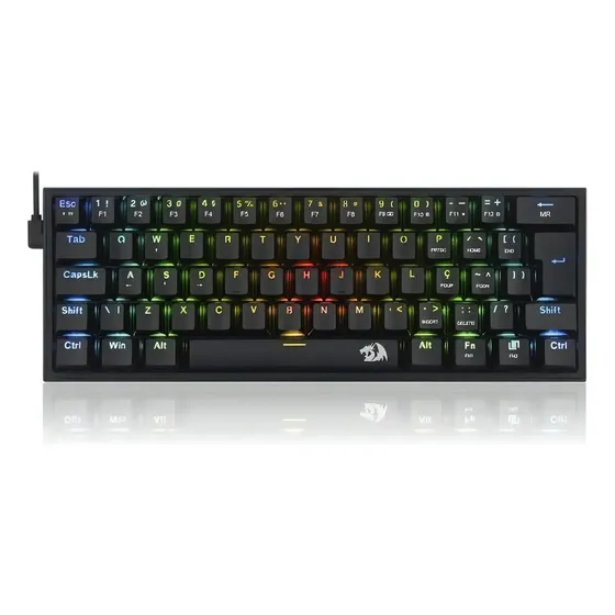 Teclado Mecanico Fizz Redragon Preto Rgb Swit/red K617-rgb-b Idioma Português Brasil