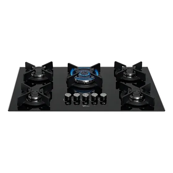 Cooktop Fischer 5 Bocas Tripla Chama Infinity Gás Preto Cooktop Fischer 5 Bocas Tripla Chama Infinity Gás Preto