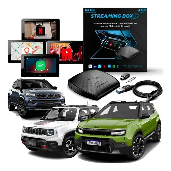 Streaming Box Plus - 64gb 128gbsd 4gb Octa-core Carros Jeep