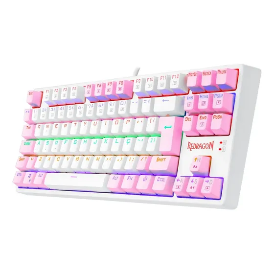 Redragon Daksa Rainbow Branco E Rosa Switch Marrom