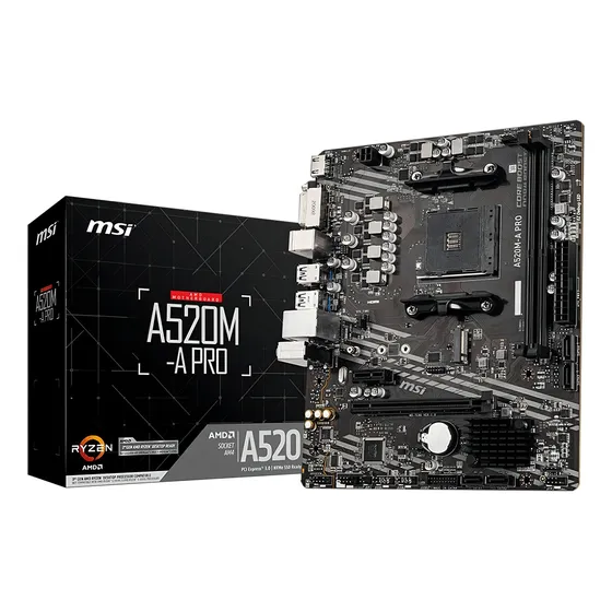 Placa-mãe Msi A520m-a Pro Am4 Matx Ddr4 Hdmi Dvi M.2 Placa-mãe Msi A520m-a Pro Am4 Matx Ddr4 Hdmi Dvi M.2