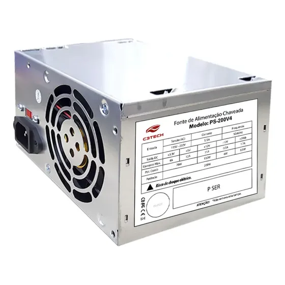Fonte De Alimentação C3 Atx Ps-200v4 200w 24 Pinos S/cabo