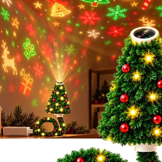 Usb Christmas Tree Projector Lights, Plug And Play Hd