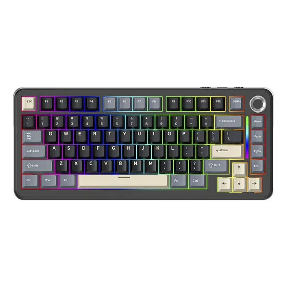 Teclado Sem Fio Gamer Mecânico Bluetooth Free Wolf F75 Star Black Teclado Sem Fio Gamer Mecânico Bluetooth Free Wolf F75 Star Black