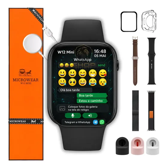 Relógio Smartwatch W12 Mini 42mm Amoled Gps Nfc Whatsap 2027