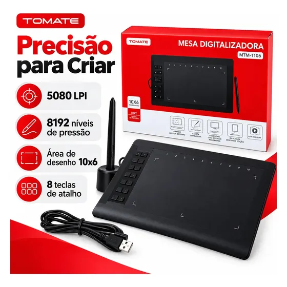 Mesa Digitalizadora Tomate Preto 5080 Lpi 8192 Pressão Canet