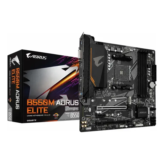 Placa Mãe Gigabyte B550m Aorus Elite, Ddr4, Amd Am4 Placa Mãe Gigabyte B550m Aorus Elite, Ddr4, Amd Am4