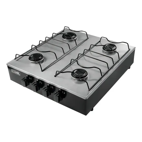 Fogão De Mesa A Gás Stelar Euro 4 Bocas Inox