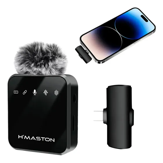 Microfone Lapela H'maston Mk-14 Sem Fio Omnidirecional Preto Microfone Lapela H'maston Mk-14 Sem Fio Omnidirecional Preto