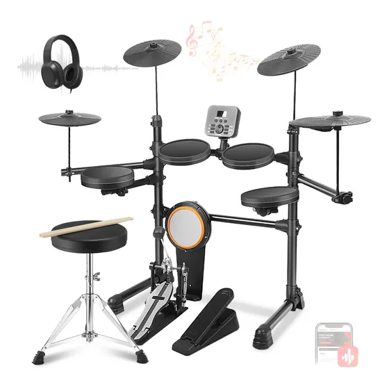 Kit De Bateria Eletrônica Profissional 5 Tambores E 4 Pratos Kit De Bateria Eletrônica Profissional 5 Tambores E 4 Pratos